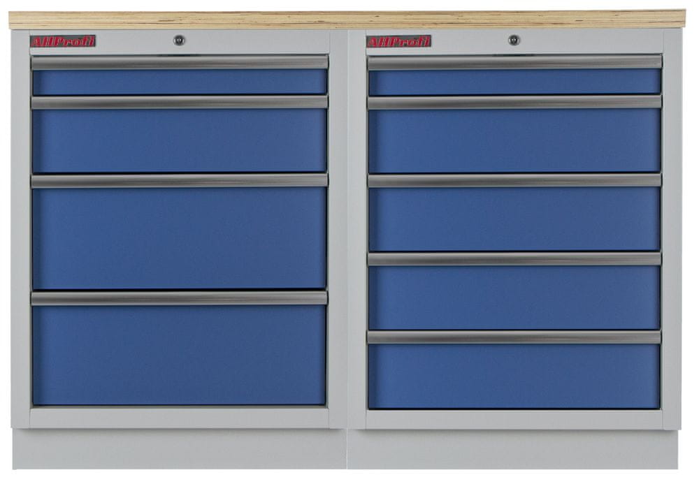 AHProfi Zostava kvalitných PROFI BLUE dielenských skriniek s pracovnou doskou - MTGS1300BAL09